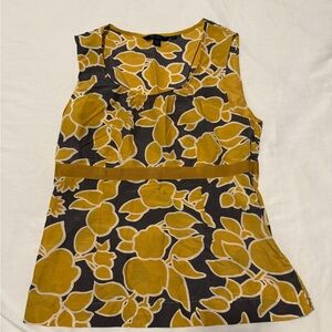 Boden Mustard and Dark Gray Floral Top Size 12